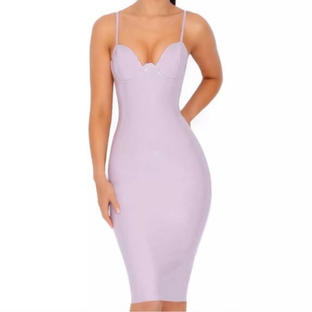 Oh Polly On Cloud Shine Vinyl Lilac Dress US4